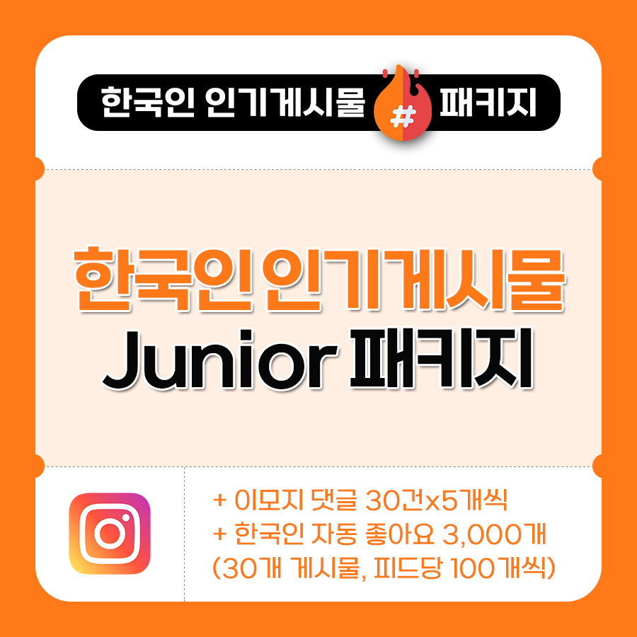 한국인 인기게시물 Junior 패키지 | 데일리SNS